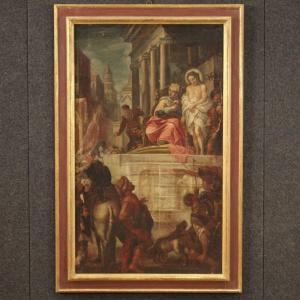 Antique Painting Jesus And Herod From 17th Century