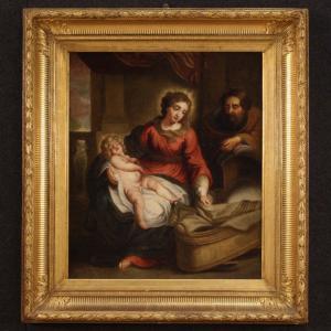 Flemish Framework Holy Family From 18th Century