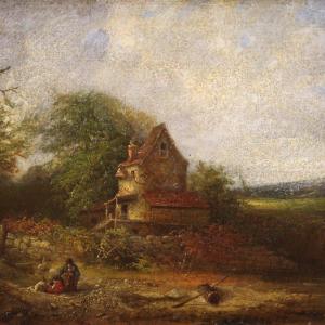 American Painting Landscape Signed And Dated 1854