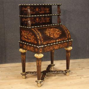 Roll-top Desk In Inlaid Wood In Napoleon III Style