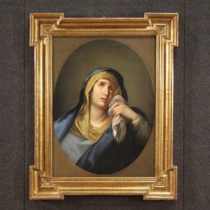 Antique Italian Painting Virgin Of Sorrows From The 18th Century