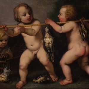 17th Century Rudolphine School Painting, Cherub Games