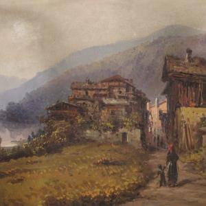 Painting Signed Landscape Oil On Board From The 19th Century