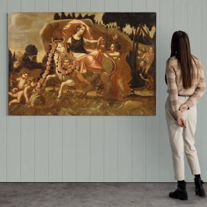 Tableau Mythologique Italien Du 17ème Siècle, l'Enlèvement d'Europe