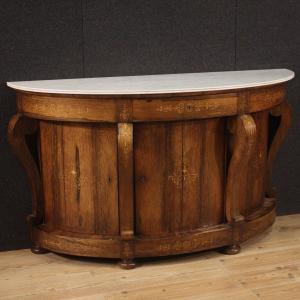 Half Moon Sideboard In Wood With Marble Top From The 19th Century