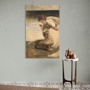 Italian Painting Nude Of A Young Woman From The 20th Century