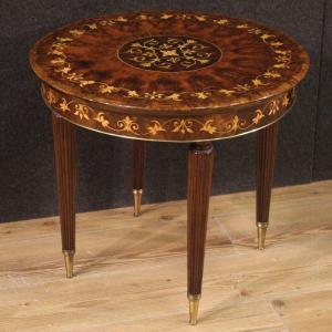 Italian Coffee Table In Inlaid Wood From The 20th Century