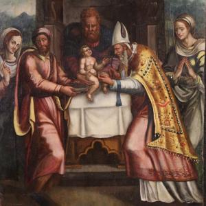 Great 16th-century Italian Painting On Panel, The Circumcision Of Jesus