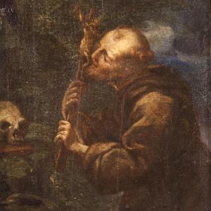 Antique Spanish Painting Of Saint Francis From The 17th Century