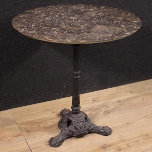 20th Century French Iron Bistro Table With Marble Top