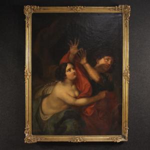 Antique Italian Painting Joseph And Potiphar's Wife From The 18th Century