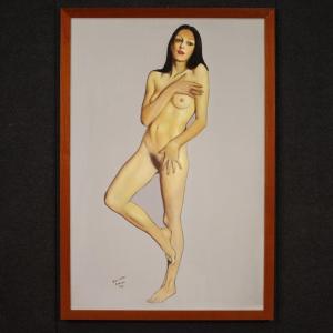 Peinture de nu féminin signée par Vellani Marchi datée de 1970