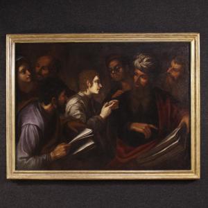 Great 17th Century Italian Painting, Christ Among The Doctors In The Temple