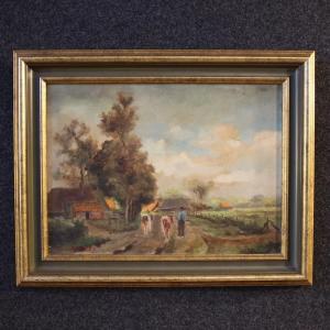 20th Century Flemish Bucolic Landscape Painting