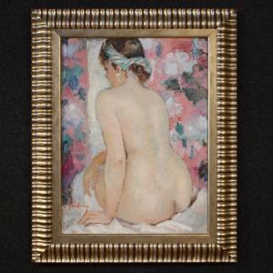 20th Century French Signed Female Nude Painting