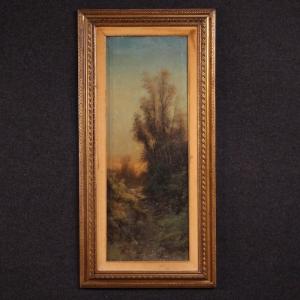 Tableau italien signé Marko, paysage forestier du 19ème siècle