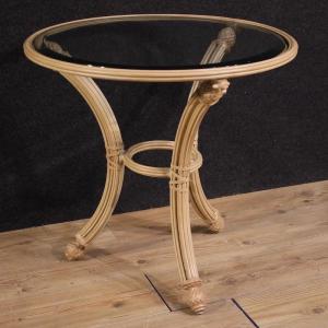 Table d'appoint italienne en fer avec dessus en verre