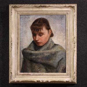 Peinture italienne portrait de femme de style impressionniste