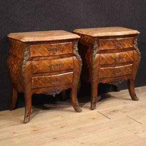 Pair Of Louis XV Style Bedside Tables, France, 20th Century