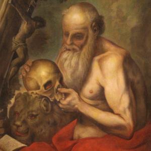 Antique Religious Painting From 17th Century, Saint Jerome