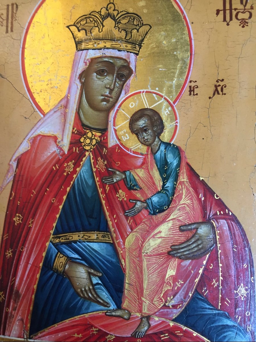 Icône De La Mère De Dieu, Russie 19e / Marie / Vierge / Russe / Orthodoxe  / Christ / Icon-photo-3
