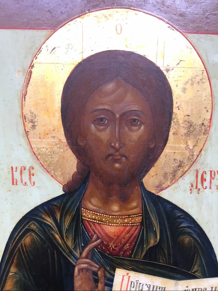 Icon Of Almighty Christ, Russia 19th Century / Orthodox / Jesus / Icone-photo-3