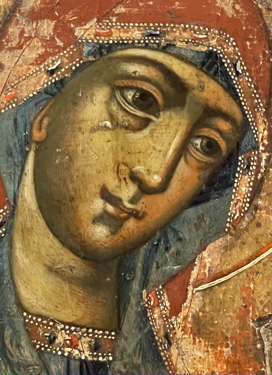 Rare Icône de la Vierge, vers 1650, Russie / Icone Orthodoxe Russe / Marie / Mère de Dieu de l'Intercession-photo-3
