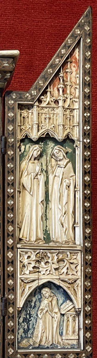 Large Ivory Triptych, Francisco Pallas (1859-1926), Spain, 19th / Embriachi Certosina -photo-2
