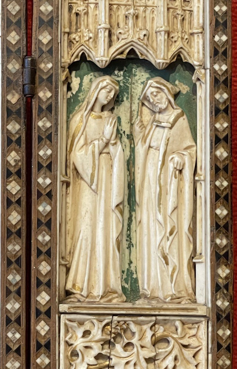 Large Ivory Triptych, Francisco Pallas (1859-1926), Spain, 19th / Embriachi Certosina -photo-4