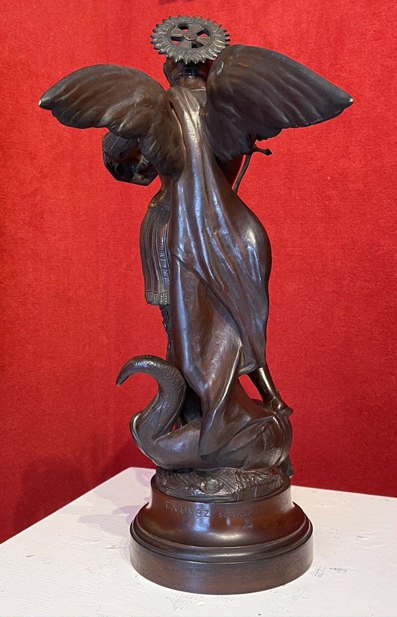 Bronze De Saint Michel Terrassant Le Dragon, Signé Emile Voyez, 19e Siècle / Sculpture / Statue Archange-photo-2