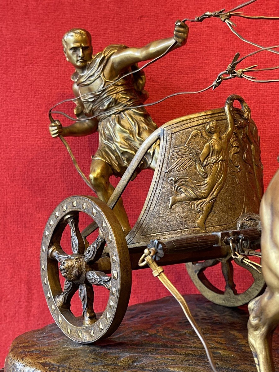 Char Romain,  Grand Bronze par Antonio Vaneti (1881-1962) / Gladiateur Rome Grèce / Aurige -photo-4