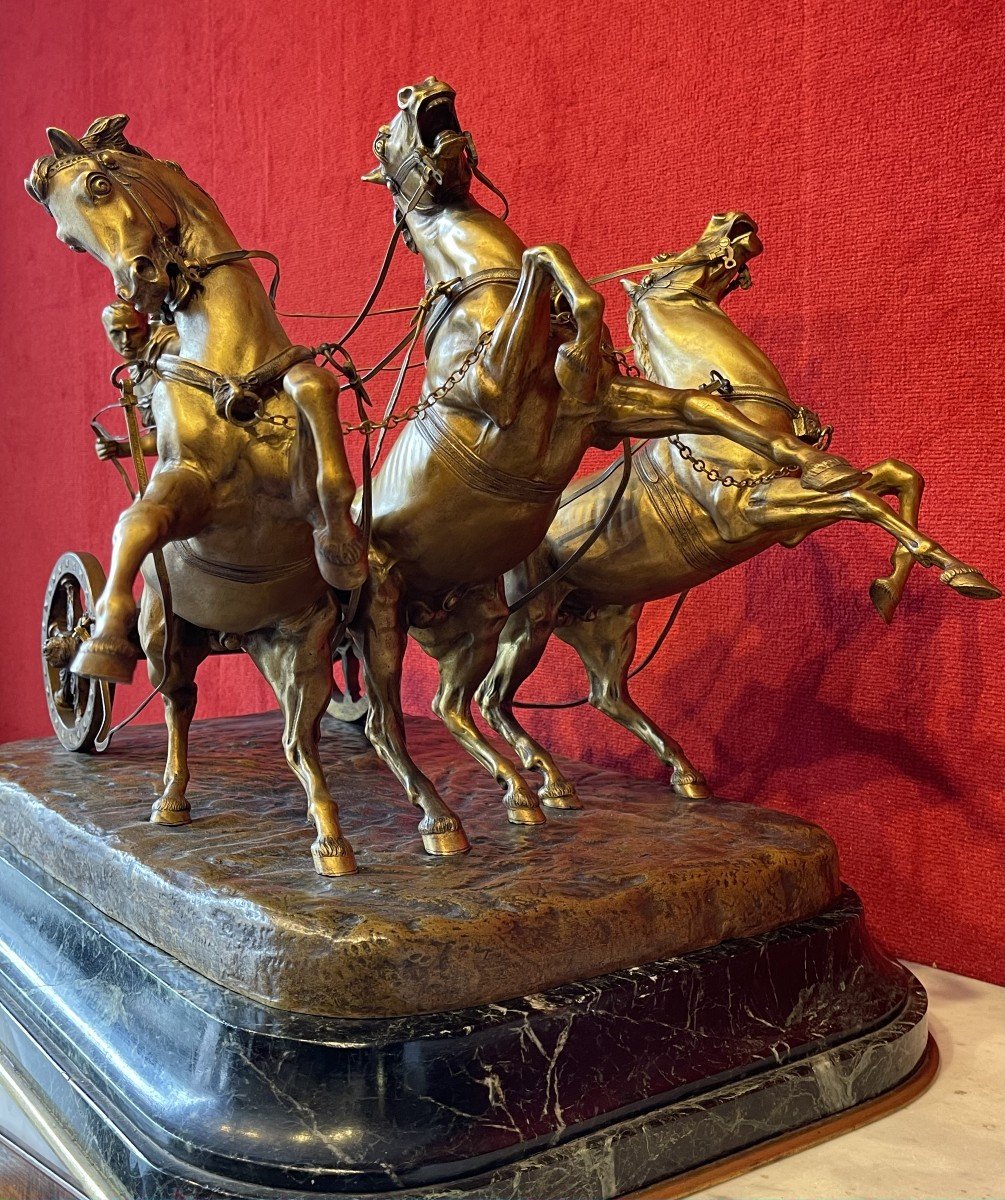 Char Romain,  Grand Bronze par Antonio Vaneti (1881-1962) / Gladiateur Rome Grèce / Aurige -photo-4