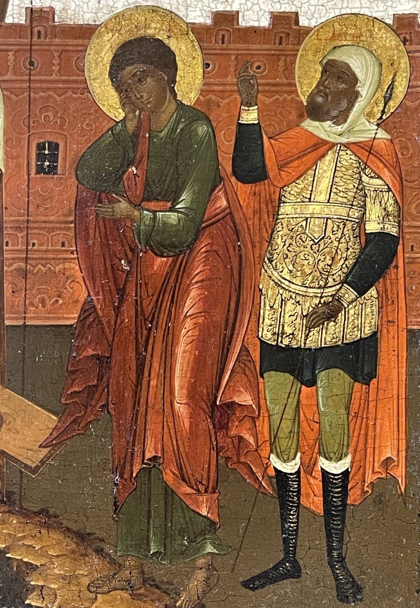 Rare Icône De La Crucifixion, Moscou 18e Siècle / Russie Orthodoxe-photo-1