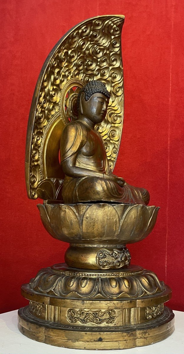 Large Sculpture Of Buddha, Lacquered And Gilded Wood, Japan, Edo Period Circa 1800-photo-2