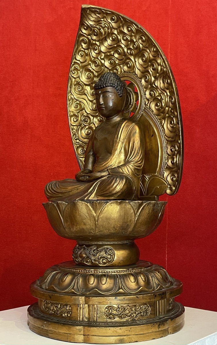Large Sculpture Of Buddha, Lacquered And Gilded Wood, Japan, Edo Period Circa 1800-photo-3