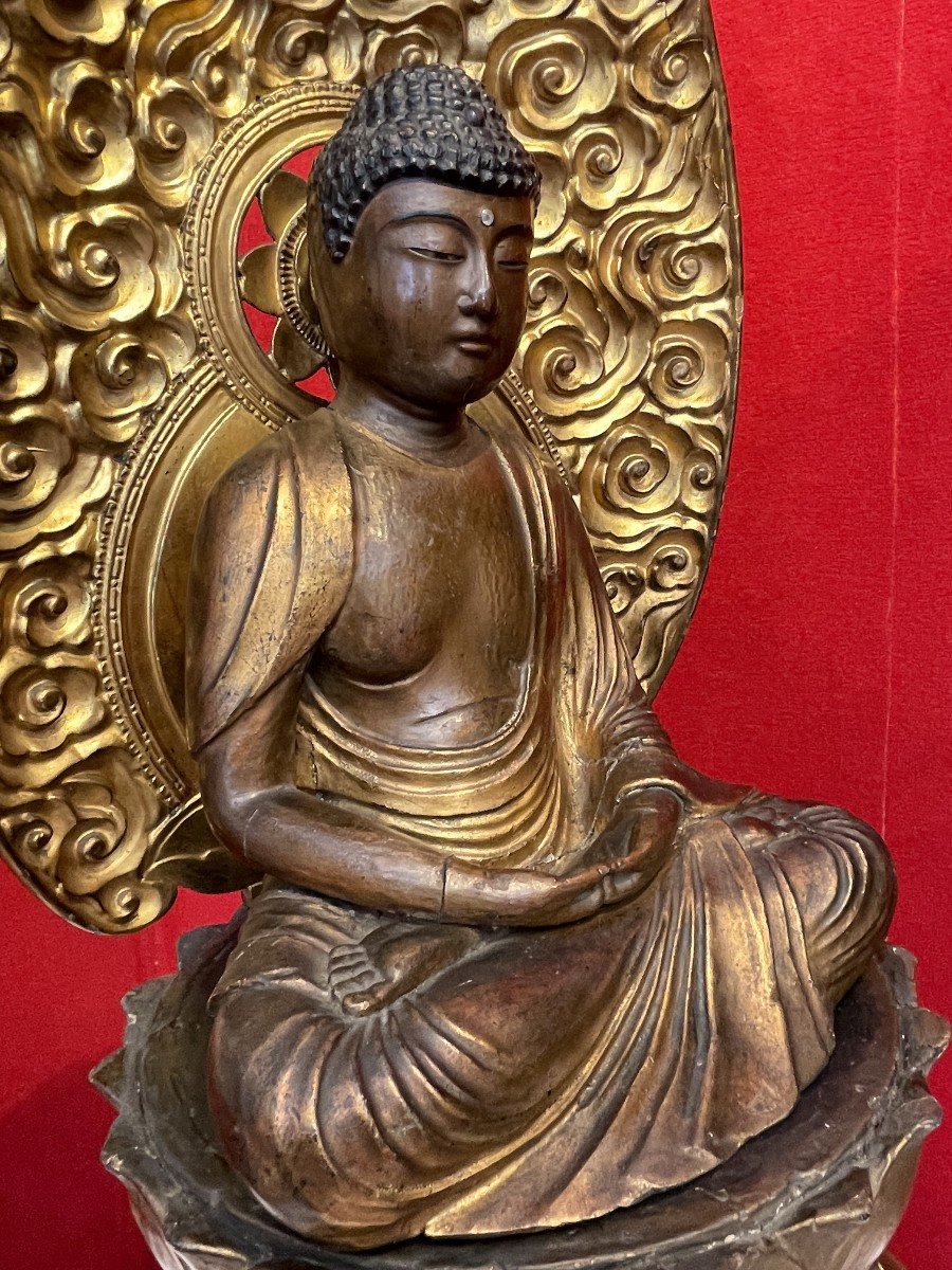Large Sculpture Of Buddha, Lacquered And Gilded Wood, Japan, Edo Period Circa 1800-photo-4