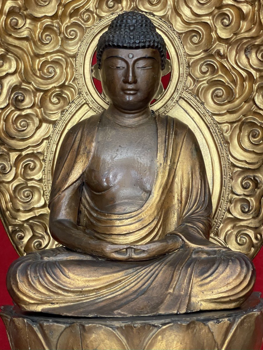 Large Sculpture Of Buddha, Lacquered And Gilded Wood, Japan, Edo Period Circa 1800-photo-2