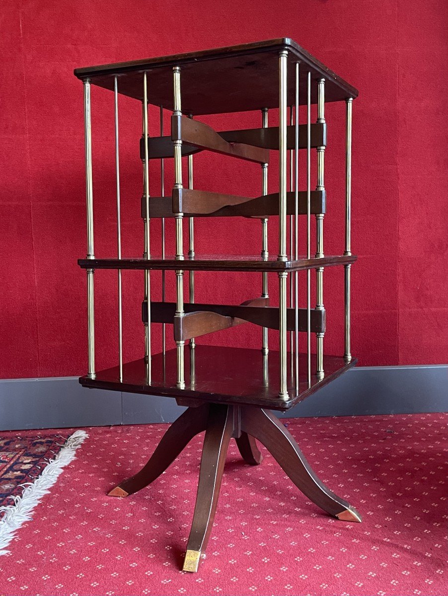 Elegant English 19th Century Mahogany Revolving Bookcase / Rotating