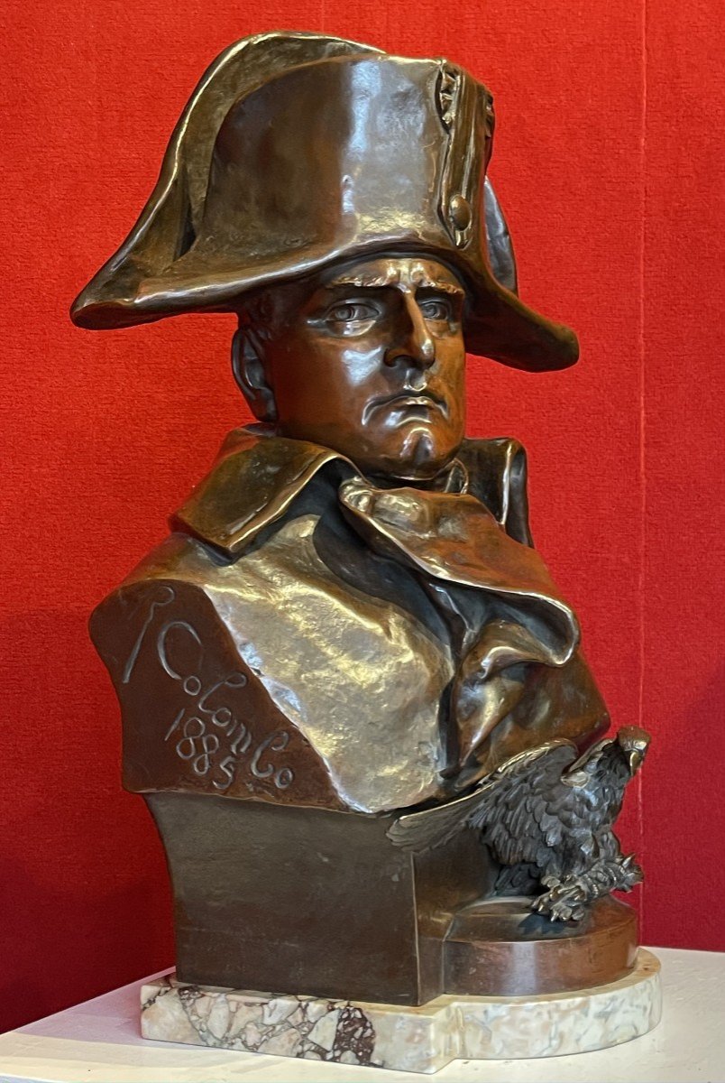 Important Bronze Bust Of Napoleon I By Renzo Colombo / Bonaparte Sculpture / Empire Emperor