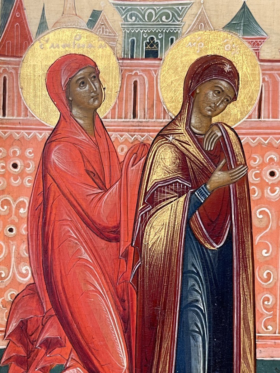 Rare Icon Of The Crucifixion, Russia 19th, Palekh School / Christ Jesus Orthodox Cross-photo-2