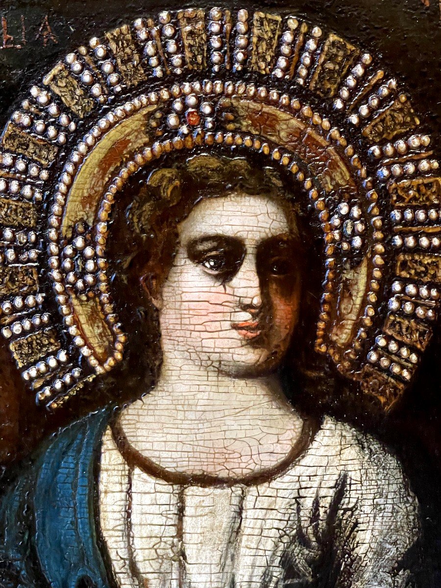 Importante Icône d'Eglise Représentant La Sainte Trinité, Balkans, 18e Siècle / Iconostase-photo-1