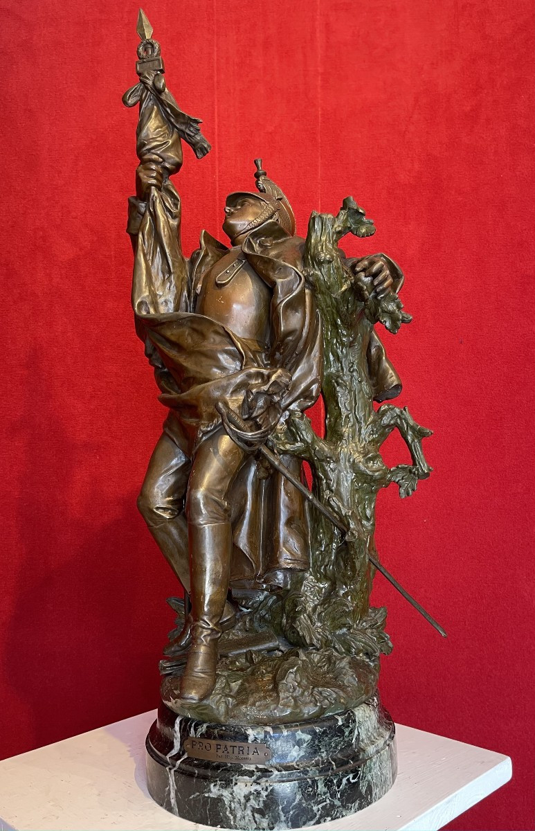 "pro Patria", Large Sculpture By Hippolyte Moreau (1832-1927) / Cuirassier Second Empire