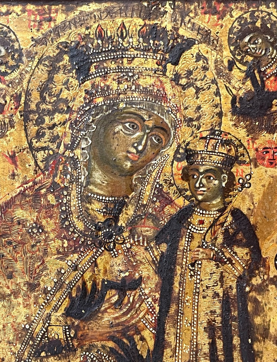 Icon Of The Mother Of God "the Unfading Flower", Greece, 18th Century / Virgin Mary-photo-2
