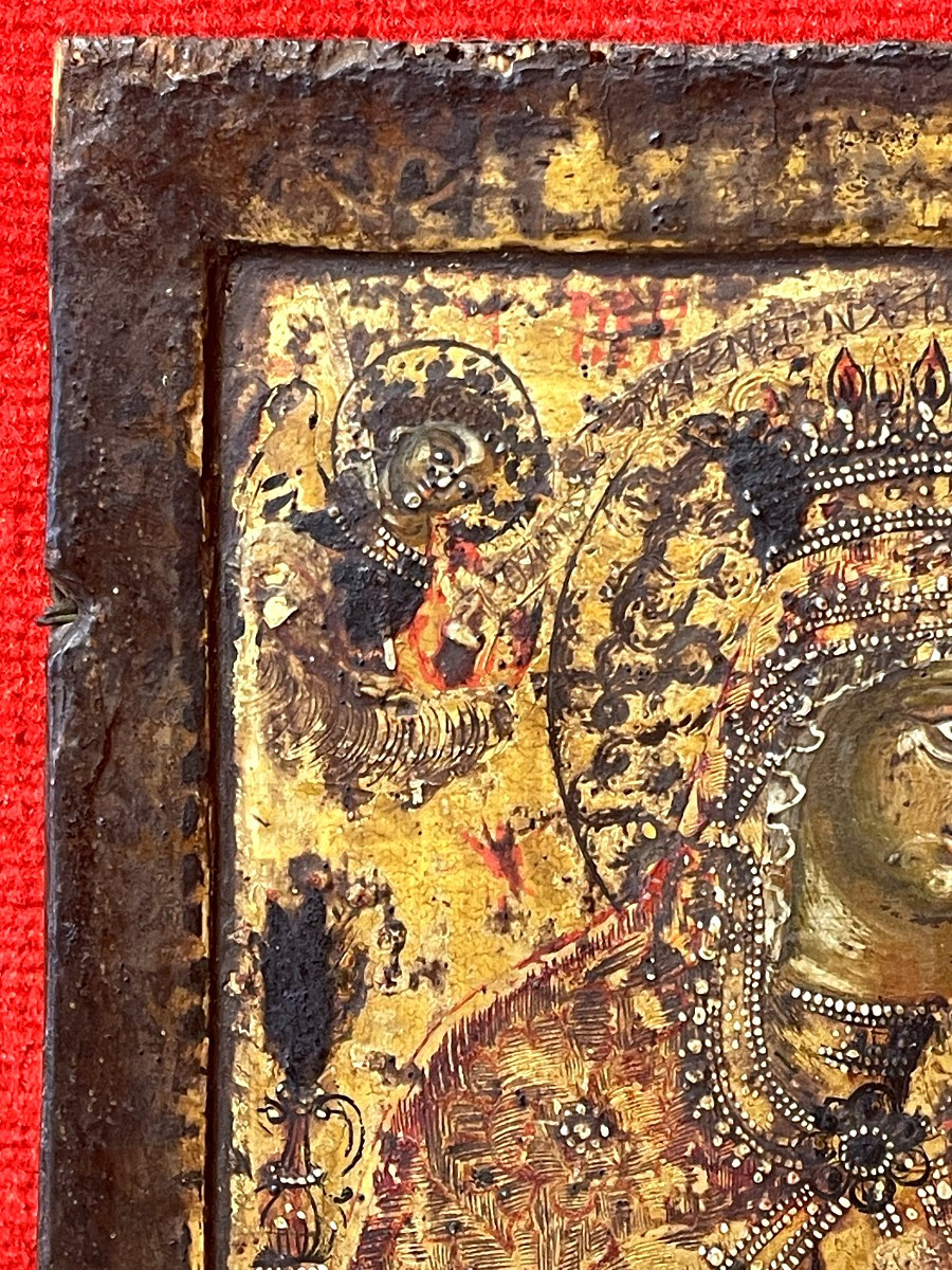 Icon Of The Mother Of God "the Unfading Flower", Greece, 18th Century / Virgin Mary-photo-4