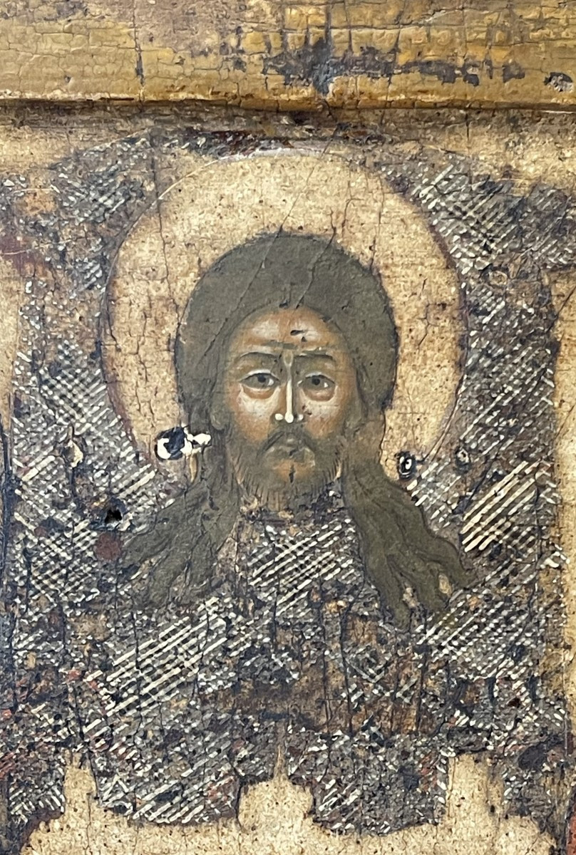 Icon Of Christ, Saint John The Baptist And Saint Nicholas, Russia Circa 1650 / Holy Face -photo-2