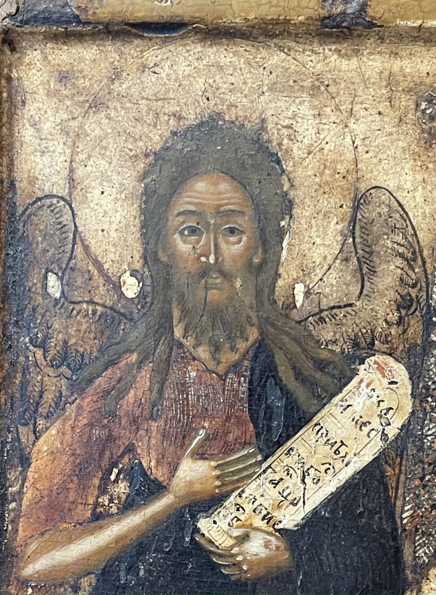 Icon Of Christ, Saint John The Baptist And Saint Nicholas, Russia Circa 1650 / Holy Face -photo-4