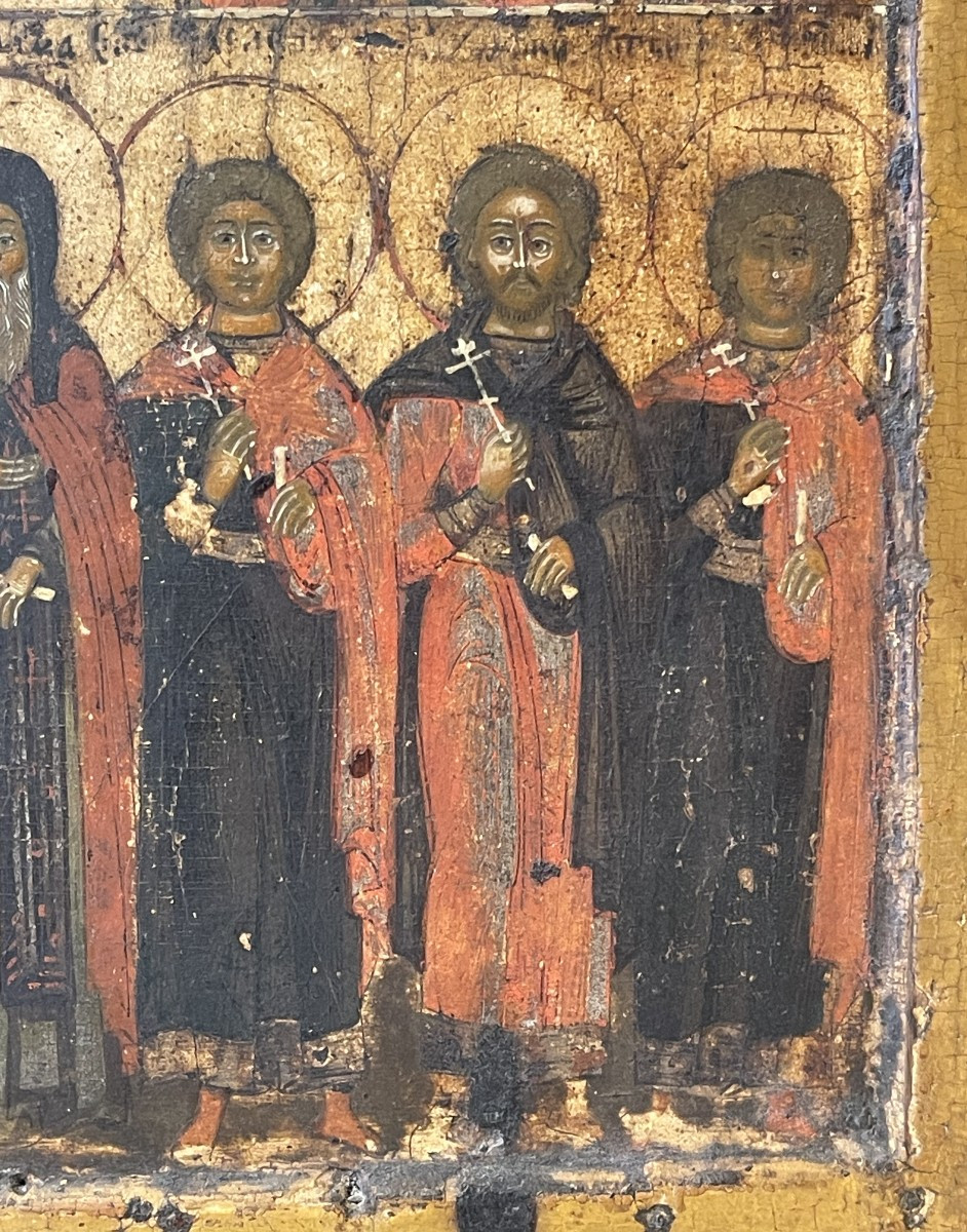 Icon Of Christ, Saint John The Baptist And Saint Nicholas, Russia Circa 1650 / Holy Face -photo-2
