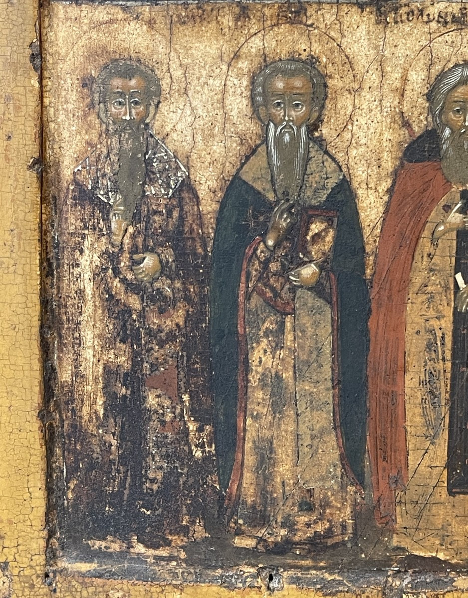 Icon Of Christ, Saint John The Baptist And Saint Nicholas, Russia Circa 1650 / Holy Face -photo-3