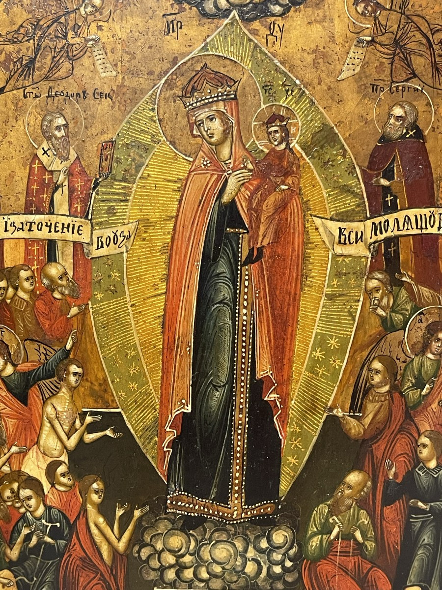Icon Of The Virgin Of Mercy, Russia 19th Century / Mary Mother Of God Orthodox-photo-3