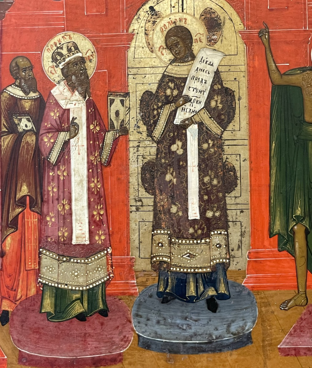 Large Icon Of The Protection Of The Mother Of God, Russia 19th Century, Pokrov Mary Viel-photo-3